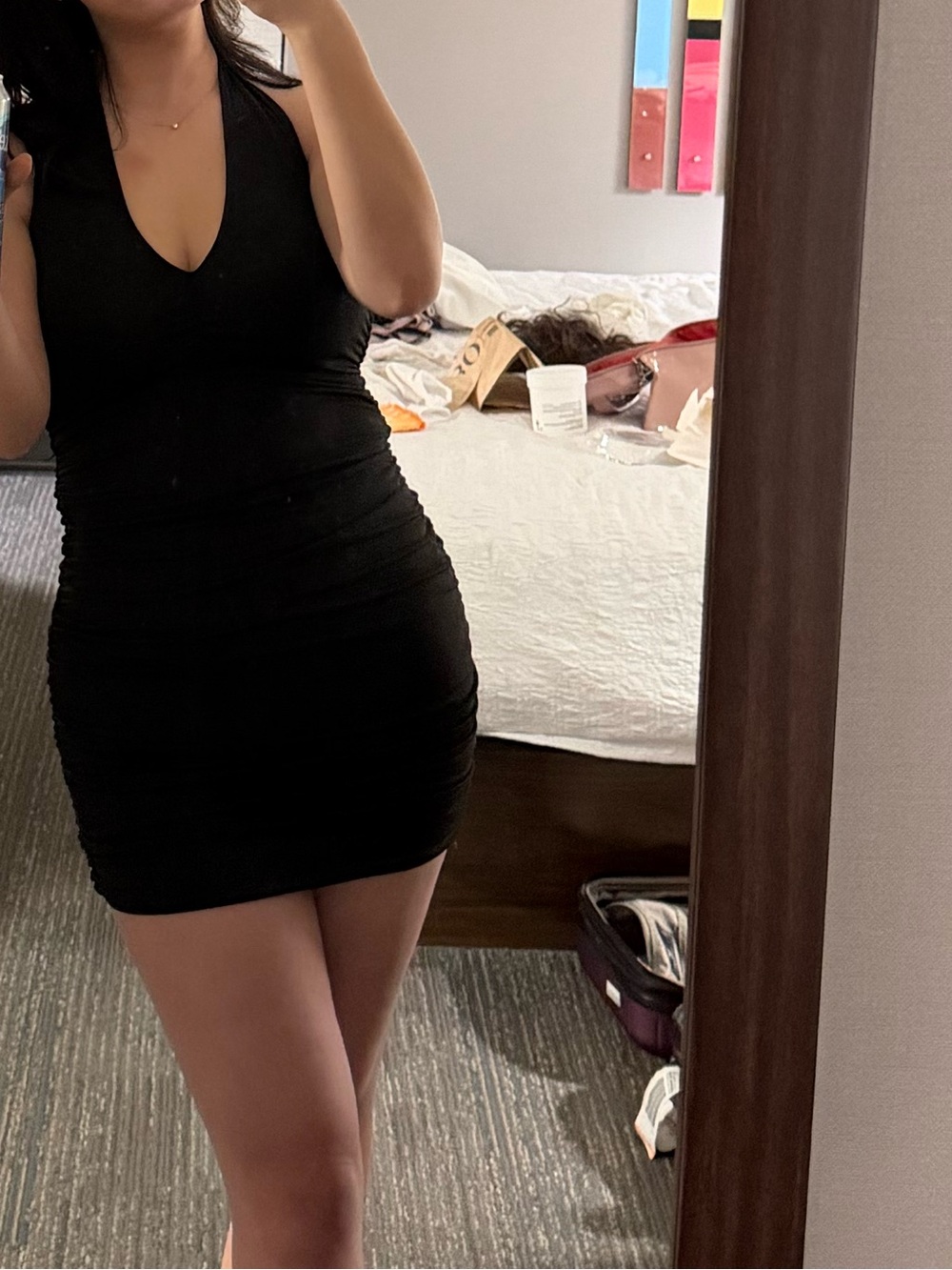 Classic V-Neck Bodycon Mini Dress - White